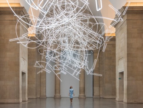 Forms in Space...by LIght (In Time) by Cerith Wyn Evans is the 2017 Tate Britain Commission and on display in the museum's Duveen Galleries through August 20th.