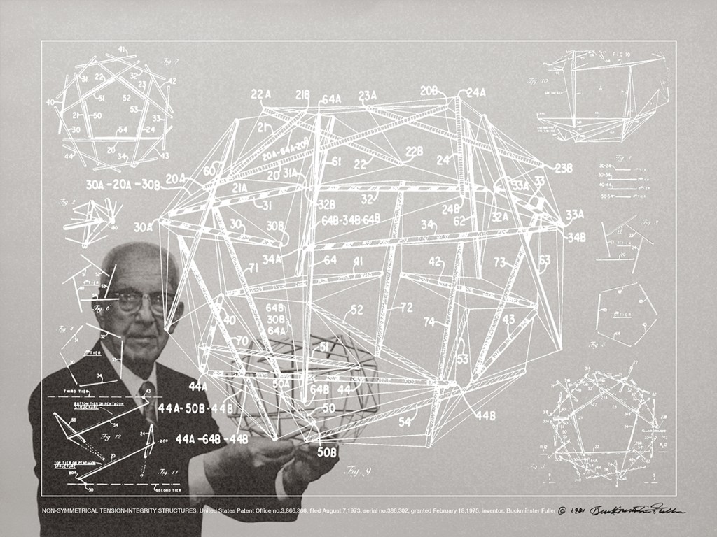 Non-symmetrical, tension-integrity structure (1981)