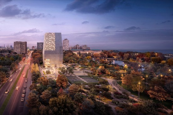 Aerial rendering of Obama Presidential Center (January 2018)