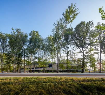 Exterior From Forested Parking Lot
