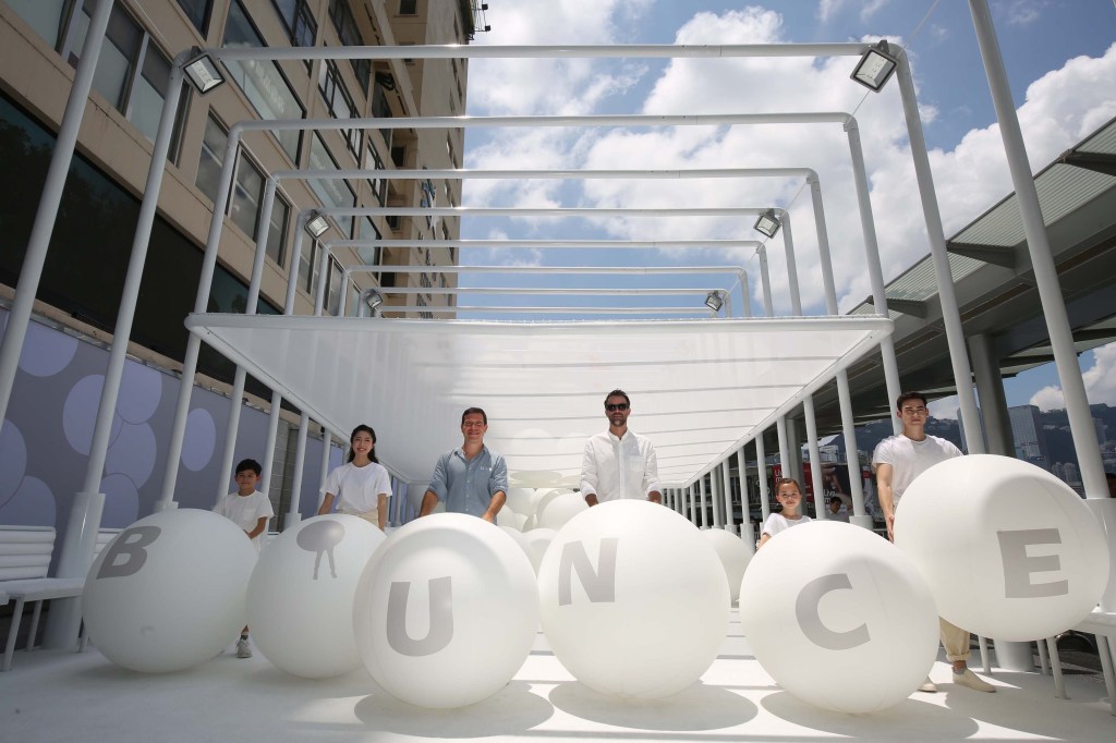 Outdoor installation of "Bounce" at Harbour City's Ocean Terminal Forecourt in Hong Kong