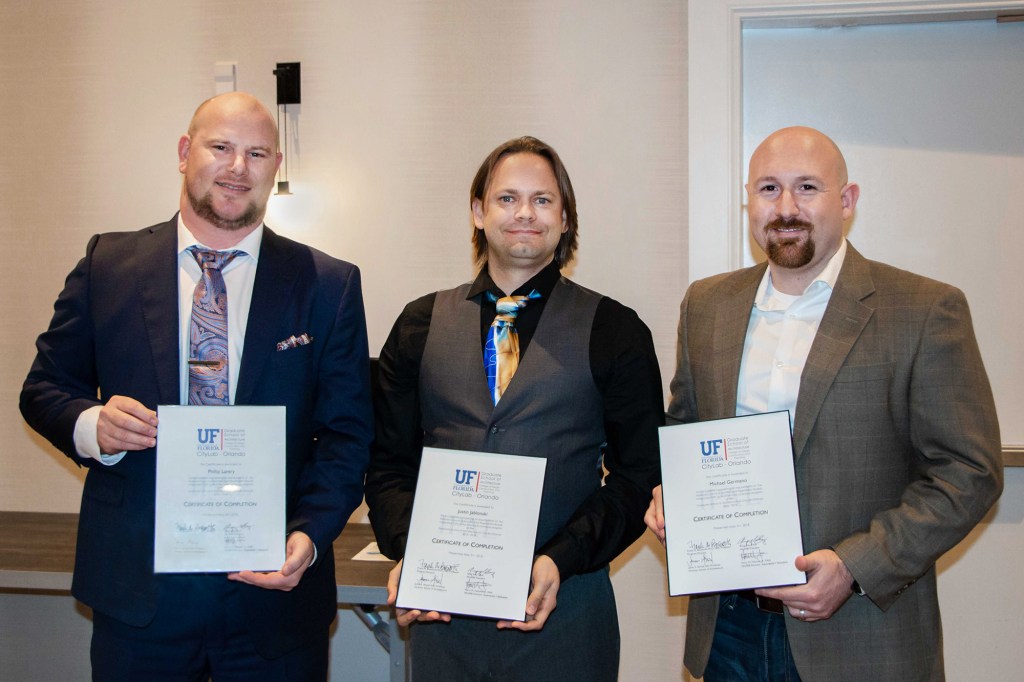 From left to right: IPAL graduates Phillip Lantry, Justin Jablonski, and Michael Germano.