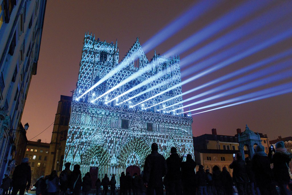 A light projection show, “Evolutions,” by artists Yann Nguema and Ez3kiel, used the façade of Lyon’s Saint-Jean Cathedral as a backdrop, and was one of the highlights of the 2016 Fête des Lumières.