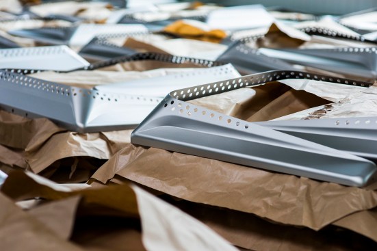Factory production of north façade panels for Harvard University's Paulson School of Engineering and Applied Sciences, designed by Behnisch Architekten