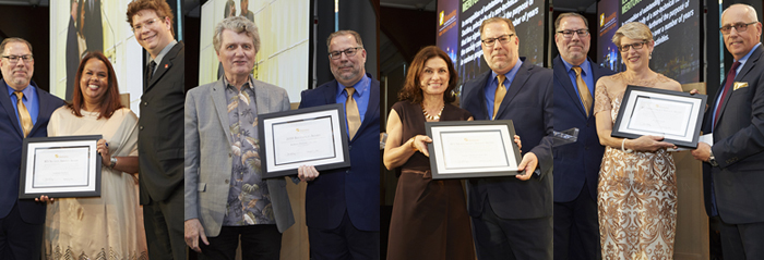 2018 IESNYC Section Award Winners Nathalie Faubert, Robert Prouse, Suzan Tillotson, and Clara Powell (photos left to right), were presented with their awards during the Lumen Gala on June 14 in New York City.