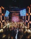 The Palladium in New York, designed by Arata Isozaki, Hon. FAIA, as seen in 1985. The mural is by Keith Haring.