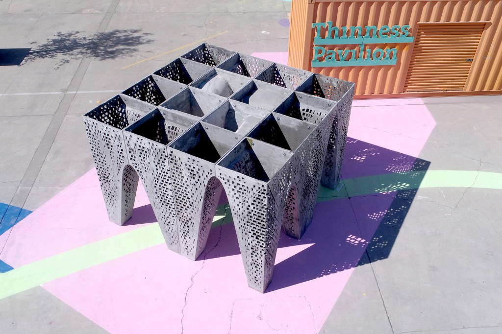 Thinness comprises 12 exterior column modules and four interior light well modules