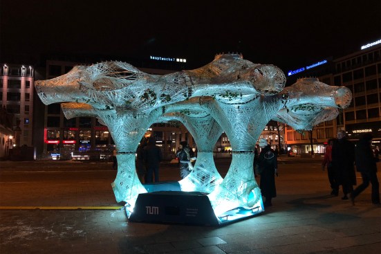 Urban Climate C serves as an art installation, piece of street furniture, and climate change intervention proposal with plants embedded into the infrastructure.