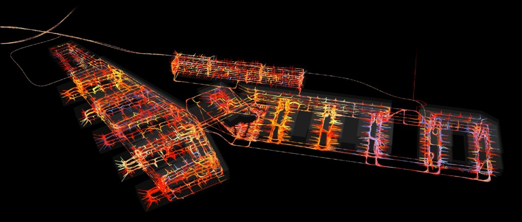 ZGF Architect's visualization of circulation through a proposed corporate campus accommodating 15,000 people was informed by many sources, including keycards and security consultants.