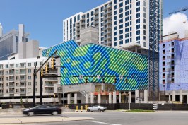 An eight-story facade in Uptown Charlotte.