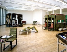 Sacco and Vanzetti Reading Room #3 (1988)Siah ArmajaniGlazed wood, synthetic resin, glass, steel, brick, aluminum, pencilsMMK Museum für Moderne Kunst, Frankfurt am Main
