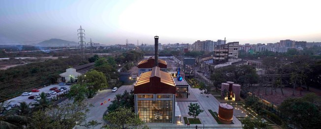 View of the Imagine Studio complex at dusk
