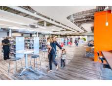 View of the "Café" area and sculpted ceiling clouds