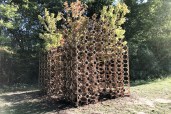 Created in collaboration with designer Martin Miller under the banner of OMG!, Primitive Hut in Ghent, N.Y., is made, in part, of a lattice of bio-resin, hemp, and sawdust that will eventually decompose.