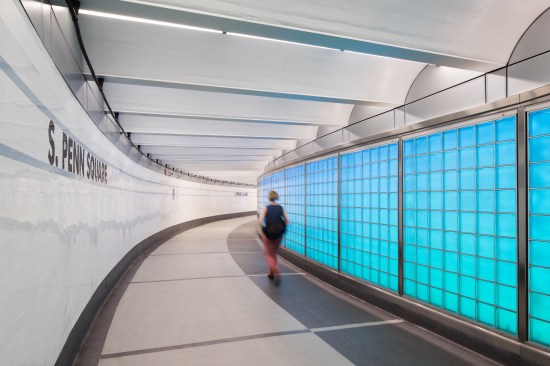 SEPTA Downtown Link features glass block "active" wall system by EXTECH