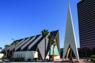 Guardian Angel Cathedral: Designed by pioneering African American architect Paul Revere Williams, the Guardian Angel Shrine opened in 1963 and became a cathedral upon the creation of the Diocese of Las Vegas in 1995. Its A-frame design features a large mosaic over the main entrance by Los Angeles artist Edith Piczek.