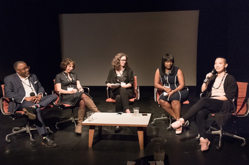 Equity by Design's Voices panel featured thought leaders who shared their experiences entering and working in the architecture profession. L to r: Kevin Holland, AIA, Diane Jacobs, AIA, moderator Julia Mandell, AIA, Tiffany Brown, Assoc. AIA, A.L. Hu, Assoc. AIA