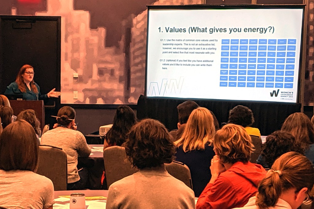 Je'Nen Chastain walks workshop participants through the exercise at the AIA 2019 Women's Leadership Summit.