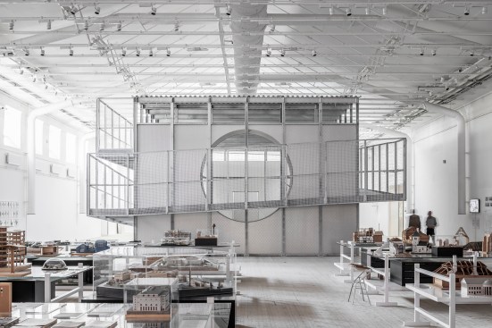 Boxen in the larger exhibition hall, with other exhibits in foreground