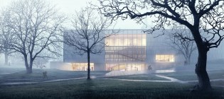 A rendering of the Bruce Museum's planned façade