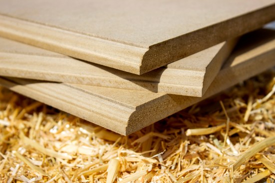 CalPlant's rice straw–fiber MDF panels with routed edges