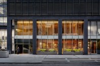 Exterior with entry canopy, first floor bar, and second floor event space, Four Seasons Restaurant, New York