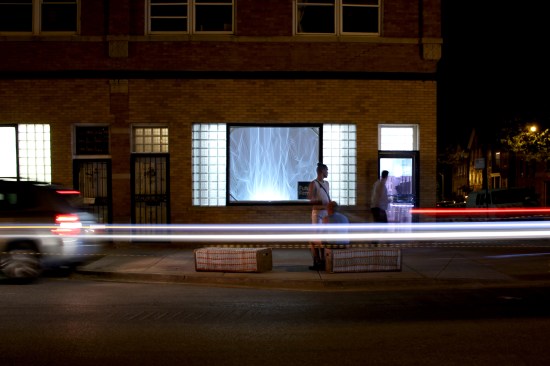 Located in the Bridgeport neighborhood of Chicago, the Night Gallery exhibition space features a street-facing screen for projections of interactive websites, sensor-based installations, or animations such as the algorithm-based “When the Drawing is Moving,” by Rhode Island–based designer Carl Lostritto (shown).