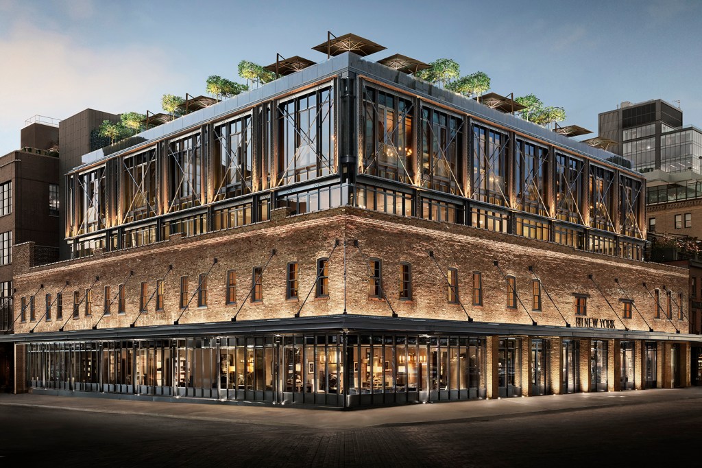 The new construction enhances RH New York's historic facade. Two disparate elements are made harmonious with the use of warm color temperature lighting both inside and out.