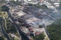 Shuri Castle after a fire ripped through the World Heritage Site in Naha, on the island of Okinawa in southern Japan, on October 31, 2019