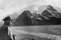 Adolf Hitler observes the scenery onboard the Deutschland in the Norwegian fjords, April 1934.