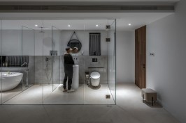 bathroom with glass walls