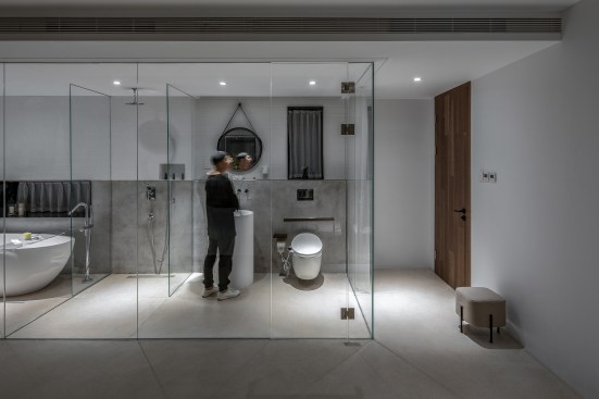 bathroom with glass walls