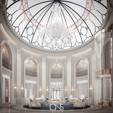 Lovely Skylight in Private Palace Grand Lounge Interior 