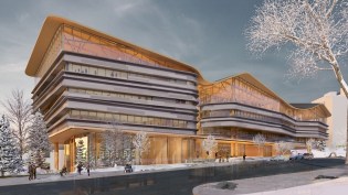 The Southeast view of the new Ottawa central library and Library and Archives Canada building.