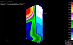 A concrete stress contour from Matthew D'Ambrosia's PhD dissertation thesis titled ” EARLY AGE CREEP AND SHRINKAGE OF EMERGING CONCRETE MATERIALS,” University of Illinois at Urbana-Champaign, 2011.