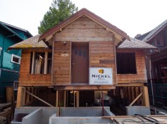 The existing Main House, elevated and aligned for a new basement.