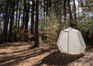 An inflatable shelter made from plastic sheets