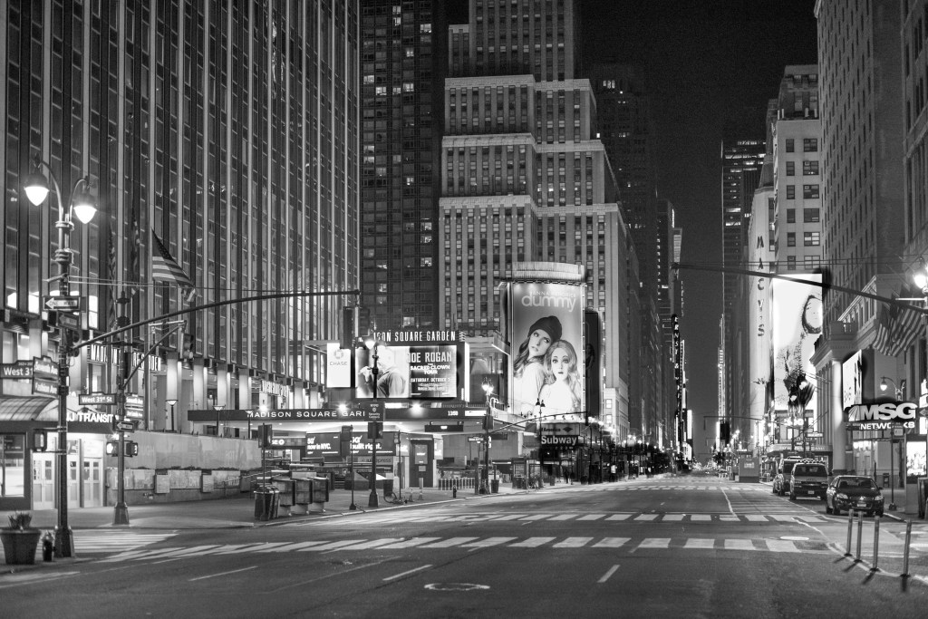 Empty streets around Madison Square Garden during the pandemic