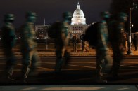 The National Guard in Washington, D.C., just prior to President Biden's inauguration