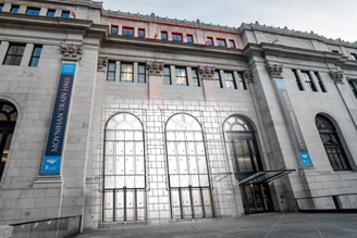 Moynihan Train Hall Glass Drawing Overlay