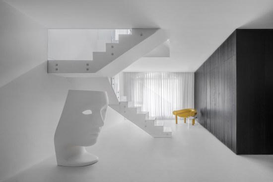 the large window brings daylight into the basement