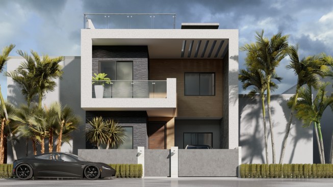 Pergola House Elevation by SPACEGENICS
