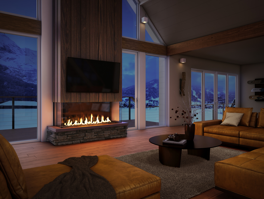 Foundation Series 5Ft Bay - High Polished Black Media - No Logs - Reflective Panels