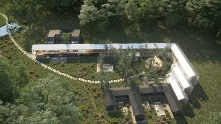 The Open Courtyard, a concept for a hotel in China, integrates a collection of existing traditional Linpan buildings with a new modern structure to create a seamless whole that is rooted in nature.