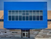 The Doris Reed Elementary School in Las Vegas features metal wall panels in their signature “Roadrunner Blue.”