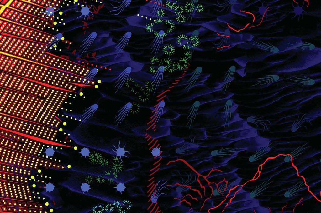 Emanuel Admassu. "Planetary Scar (Mid-Atlantic Ridge)." 2020. Silk, wool, and other threads. 7′ x 7′ (213.36 x 213.36 cm). Reconstructions: Architecture and Blackness in America. The Museum of Modern Art, New York.