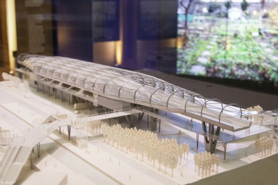 Model of Parc-des-Expositions station designed by Dietmar Feichtinger, showcased at La Fabrique du métro.