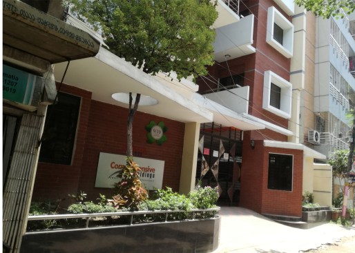 Human Eye-level View from North-East Corner shows an elegant Landscaped Approach of the Project.