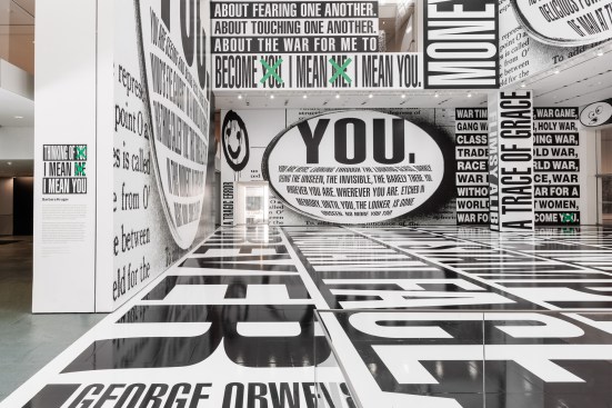 Installation view of Barbara Kruger: Thinking of You. I Mean Me. I Mean You., on view at The Museum of Modern Art, New York from July 16, 2022- January 2, 2023.