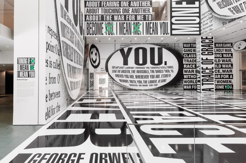 Installation view of Barbara Kruger: Thinking of You. I Mean Me. I Mean You., on view at The Museum of Modern Art, New York from July 16, 2022- January 2, 2023.